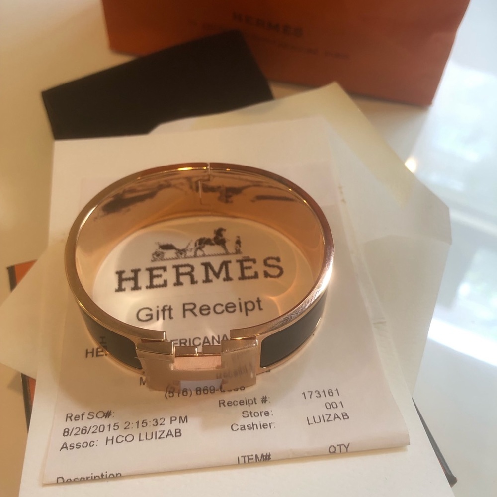 Hermès click clac Black rose gold bracelet new box